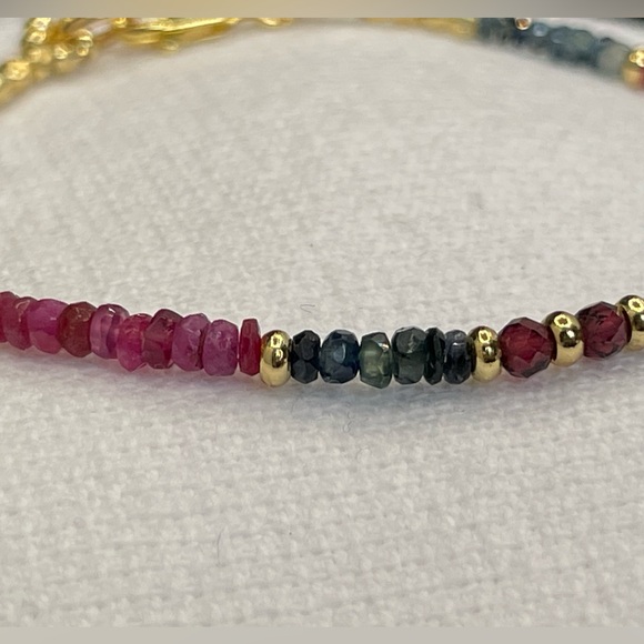 Ruby Multi Sapphire Dainty Gemstone Bracelet - Picture 3 of 7